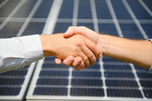 Aerial view of solar panel installation